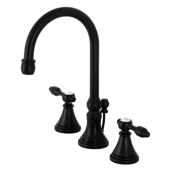 KS2980TAL Tudor Widespread Bathroom Faucet W/ Brass Pop-Up, Matte Black